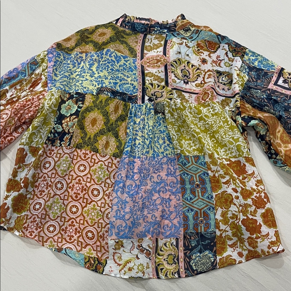 Fate Multicolor Patchwork Bubble Sleeve Top - image 7